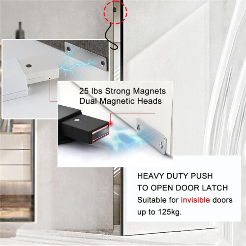 2 Pack Heavy Duty Push  & Lock for Hidden Door Touch Latches and Catch Magnet Push Release Drawer Pull Tip, Black 2