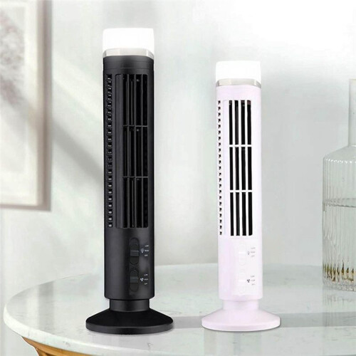 Portable Air Cooler Fan,Streamlined Tower Fan with LED,Powerful Wind,Space-Saving, Bladeless Design, USB Interface Black 2
