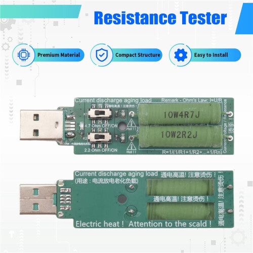 USB Resistor  Electronic Load with  Adjustable 5V1A/2A/3A Battery Capacity Voltage Discharge Resistance Tester 1