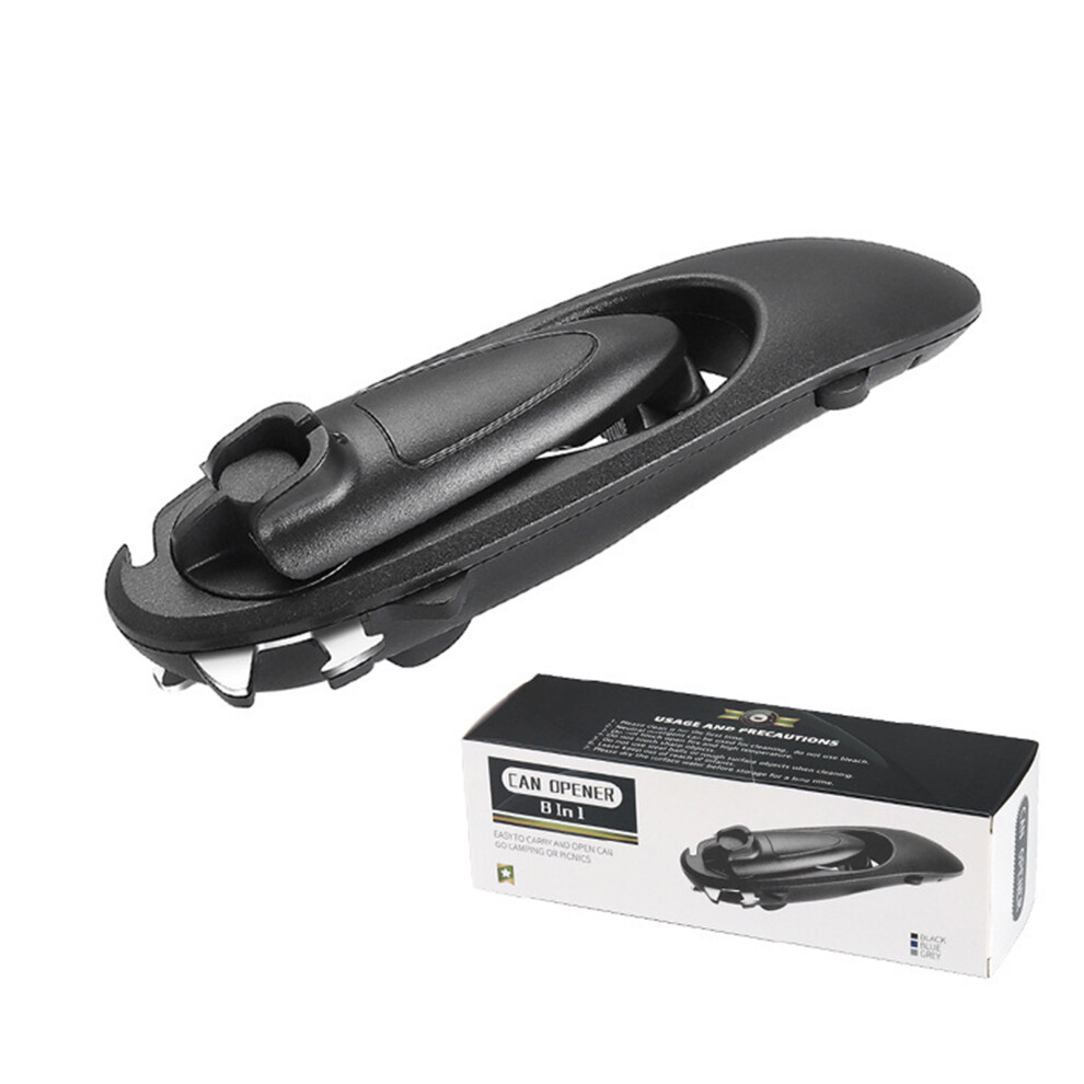 Can Opener Eight-In-1 .Multi-Functional Manual Bottle-Black 7696001672884