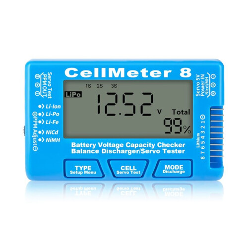 RC Cellmeter 8 Digital Battery Capacity Checker Controller Tester Voltage Tester for Li-Ion NiMH Nicd Cell Meter