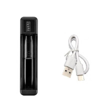 18650 Snabbladdare med Typ-C-Kabel 4,2V Litiumbatteri Intelligent Laddare för 14500 26650 18650 Batteri, 1 Kortplats