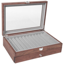 23 Grid Walnut Pen Storage Case Luxury 2 Layer Pen Display Organizer Transparent Window Fountain Box Pen-Collection
