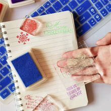 7 Pieces Acrylic Stamp Blocks, Clear Stamp Blocks Acrylic Blocks for Stamping Tools Set with Grid Decorative