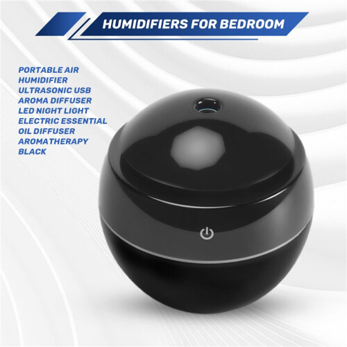 Portable Air Humidifier Ultrasonic USB Aroma Diffuser LED Night Light Electric Essential Oil Diffuser Aromatherapy Black 2