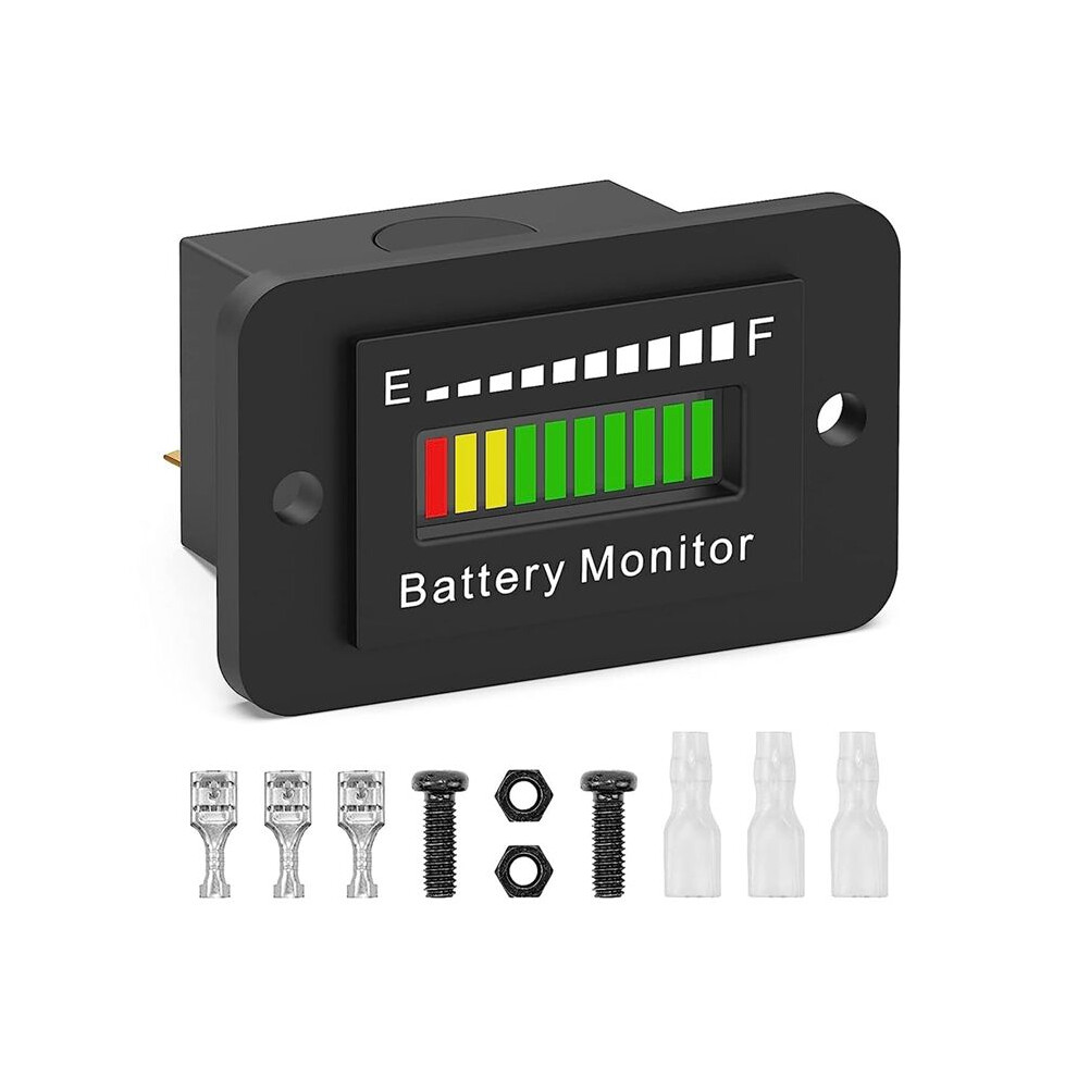 Tauoh 12V 24V 36V 48V 60V 72V Led Battery Monitor Gauge Battery Fuel Gauge Indicator Lithium Ion Battery Tester