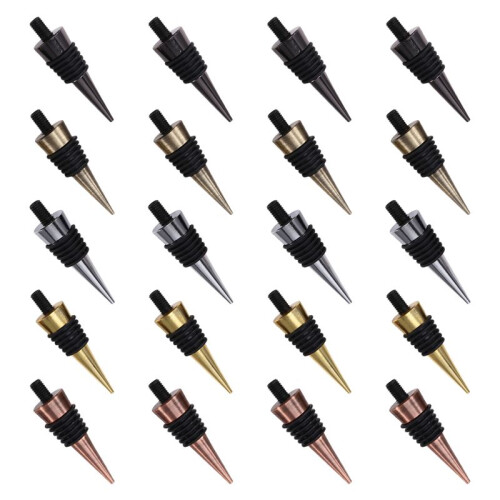 20Pieces Blank Bottle Stopper with Threaded Post Metal Wine Stopper Inserts Set Hardware for Wood Turning DIY Project
