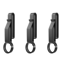 3PCS Heavy Duty Belt Key Holder with 6Pcs Metal Key Rings, Stainless Steel Black Men Keychain Tactical Key Holder Clip