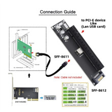 Adapter PCIe do SFF-8611,Adapter Oculink SFF-8611 do PCIe PCI-Express 16X 4X z Portem Zasilania dla Grafiki PłYty GłóWnej