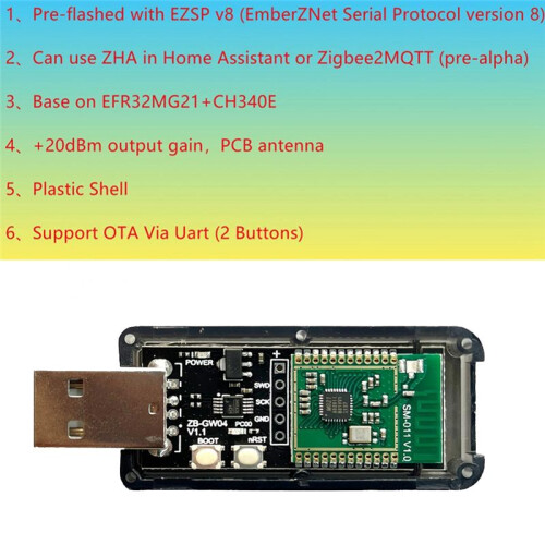 ZigBee 3.0 Silicon Labs  EFR32MG21 Universal Open Source Hub Gateway USB Dongle Chip Module ZHA NCP Home Assistant 1