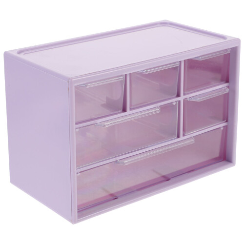 5Pcs Multi-Function Purple Plastic Desk Drawer Storage Organizer Box 2