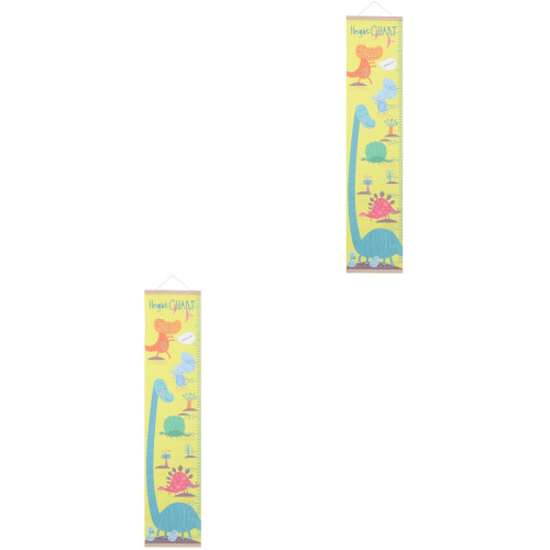 2Pcs Kids Height Chart Wall Hanging Multi Wooden Canvas Growth Chart 2