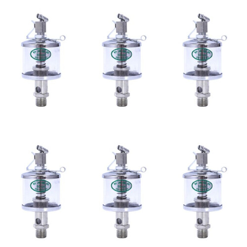 6X 50ML Engine Machine Lubricator Oil Gravity Drip Feed Oiler Clear+Silver