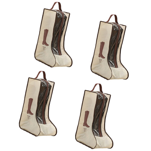 4PCS Transparent Shoe Protector Bag Waterproof Design-beige1