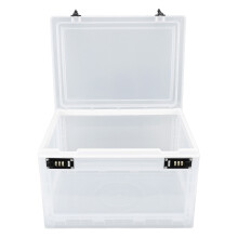 Durable Lock Box With3Digit Combination Portable Child Proof Secure Transparent Storage Medical Grade Plastic Stackable Large Capacity Top Opening
