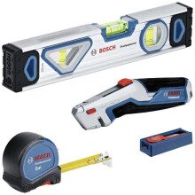 13-Part Professional Tool Set (with 25 cm Spirit Level, 5 m Measuring Tape, Utility Knife with Retractable Blade and 10-Part Blade Set)