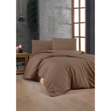 Bedding Set - 1 duvet cover 220 x 240 cm + 2 pillowcases 60 x 60 cm - 100% reinforced cotton - Brown