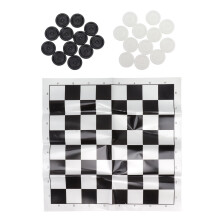 Stackable Black & White Plastic Checkers Set, 23mm Pieces, Transparent Box