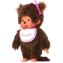 Monchhichi Plüsch Mädchen Lätzchen Rosa und Weiß 20 cm - 25555