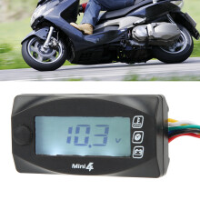 4-in-1 Motorcycle LCD Thermometer Volt, Oil Temp, Time, 60x30mm Blue Backlight