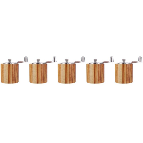 5X Pepper Mill, Hand Crank Wood Pepper Grinder with Classic Handle and Adjustable Ceramic Rotor