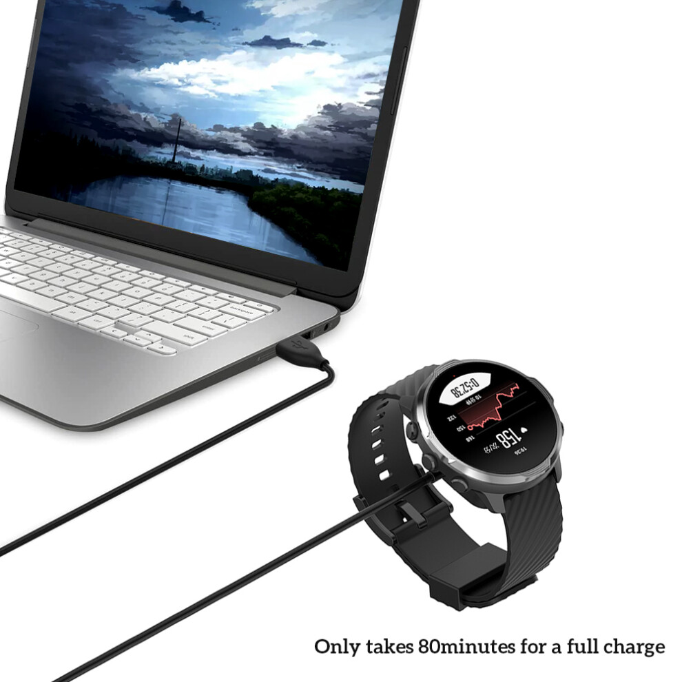 1M 5V 0.5A Charging Cable For Suunto7 Smart Watch - Black 8411373933604