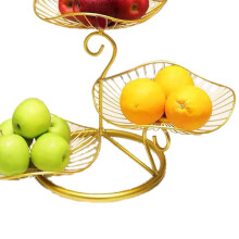 Nordischer Stil 3-stufiger Obstkorb Lotusblatt-Gold