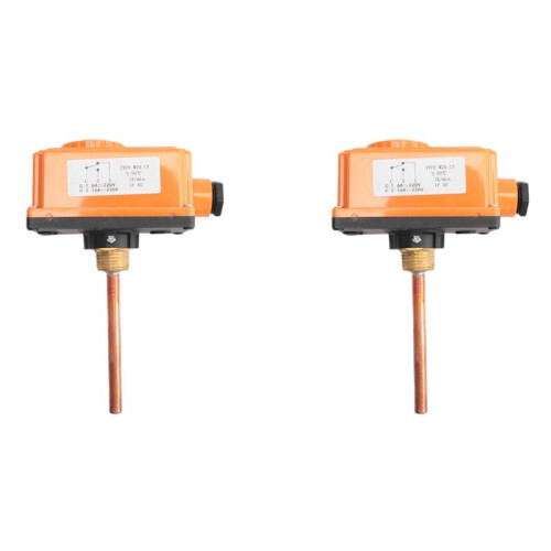 2X G1/2 Male Thread Hot Water Pipe Thermostat Temperature Controller 90 Celsius