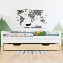 Gaveta para cama com rodas - cor madeira natural para cama 80 x 200 cm