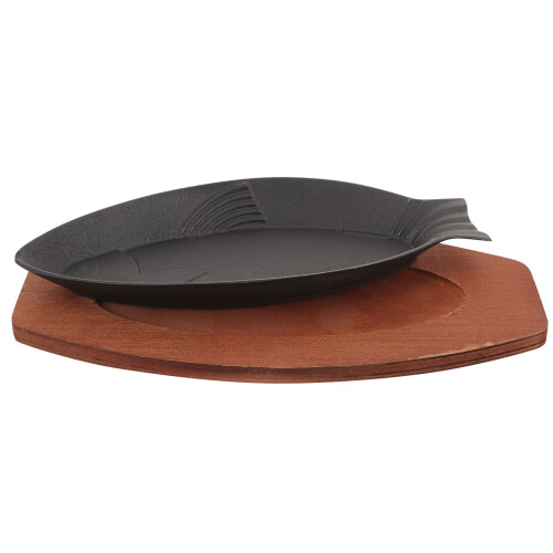 2Pcs Convenient Non-Stick Fish Serving Tray Round Cooking Pan Black