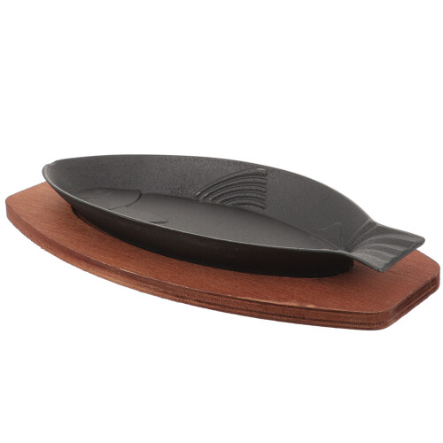 2Pcs Convenient Non-Stick Fish Serving Tray Round Cooking Pan Black 1