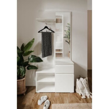 Mobile d'ingresso di stoccaggio con armadio IMAGE - Decor bianco - 1 porta + 1 cassetto - L85 x H195 x P37 cm
