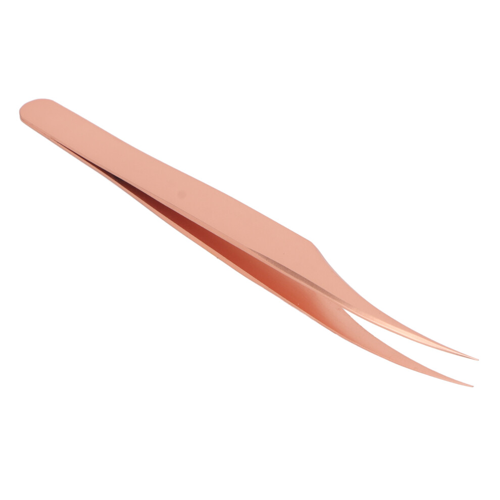 Gold Eyelash Extension Tweezers Stainless Steel Comfort Grip Tightly Tip Rose