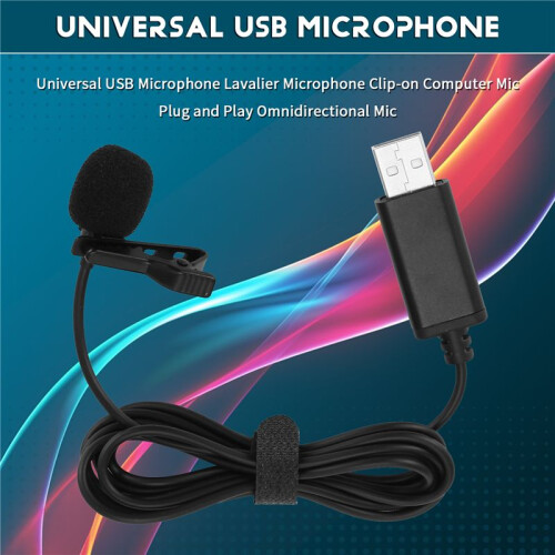 Universal USB Microphone Lavalier Microphone Clip- Computer Mic Plug and  Omnidirectional Mic 1