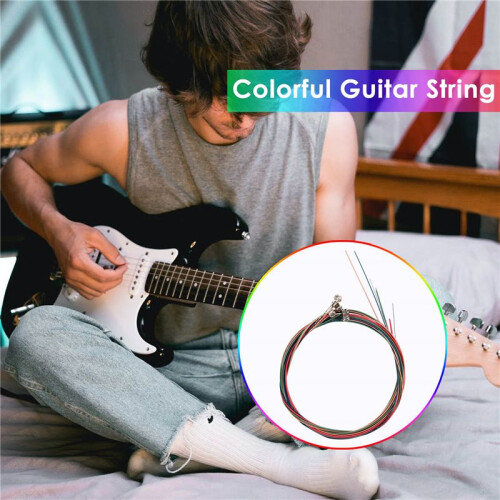Set Rainbow Colorful Color String för Akustisk Gitarr