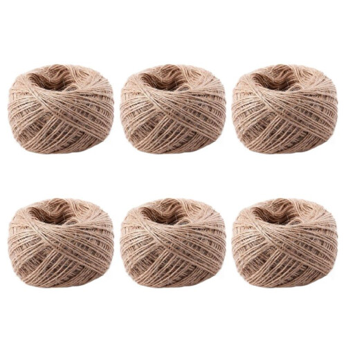 6pcs 100 Meter - Natural Textured Hessian Jute Twine String 1mm