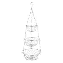 3 Tier Fruit Basket, Vegetable Kitchen Storage Basket Chain Hanging Space Saving Fruits, Plants Storage Basket(Silver)