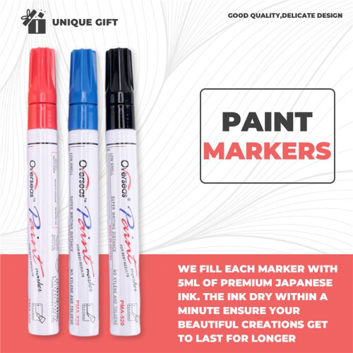 Paint  Pens - 5 Colors Permanent Oil Based Paint Markers, Medium Tip, Quick Dry and Waterproof 2