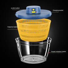 Secador EléCtrico Ensalada Spinner Deshidratador Cesta de Drenaje de Frutas MultifuncióN Escurridor de Cocina de Carga USB