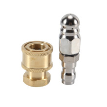 2Pc 5000PSI Sewer Jet Nozzle with Pressure Washer Coupler, Brass Fittings Quick Connector,1/4 Inch Connect to Female NPT