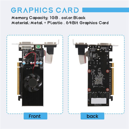Placa de VíDeo GT210 1GB DDR2 64 Bits PCIE 2.0 GPU CompatíVel com  DVI VGA para Desktop 2