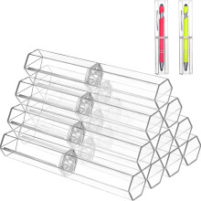 10 PièCes Acrylique Stylo BoîTes Clair Stylo à Bille éTui Crayon Cadeau BoîTe Stylo Stockage Conteneur Hexagone Unique pour L'éCole Bureau