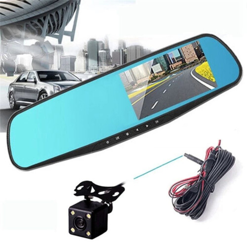 Espelho Retrovisor de Carro de 4,3 Polegadas, Gravador de VíDeo, Câmera de Painel de Lente Dupla 1080 P IPS, Câmera Frontal e Traseira, Câmera de 2