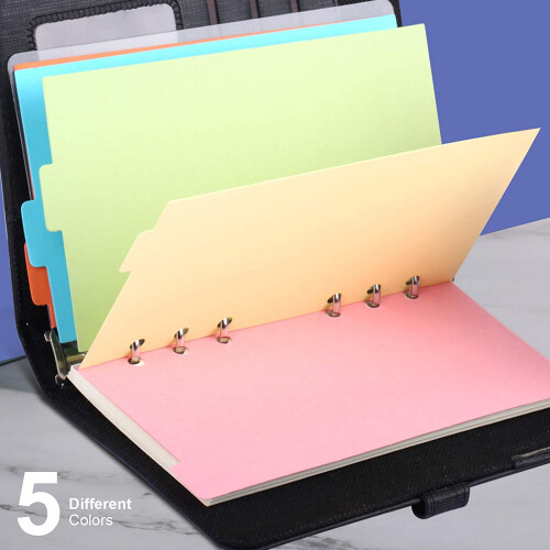 10 Sets A6 Subject Dividers Paper Sheet, Punched File Card Dividers,Tabbed Index Divider for Notebook Insert Planner 1