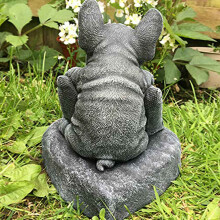 Bulldog FrancéS Bienvenido en un Pedestal Accesorios para el Hogar o el JardíN DecoracióN para JardíN de Patio DecoracióN para Exteriores