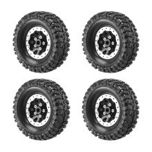 4Pcs Metal Beadlock Wheel Hub Rim and Rubber Tire Set for WPL C14 C24 B14 B24 B36 MN D90 MN99S RC Car Upgrade Parts,2