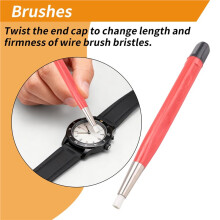 4Pcs/Set Rust Removal Brush Pen Glass Fiber / Brass /Steel /Nylon Brush Pen Shape Watch Parts Polishing Cleaning Tool