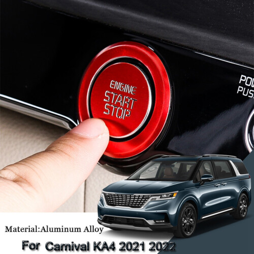 Car START Engine Button Cover Stop Key Ignition  Sticker Trim for  Carnival KA4 2021 2022 Silver 1