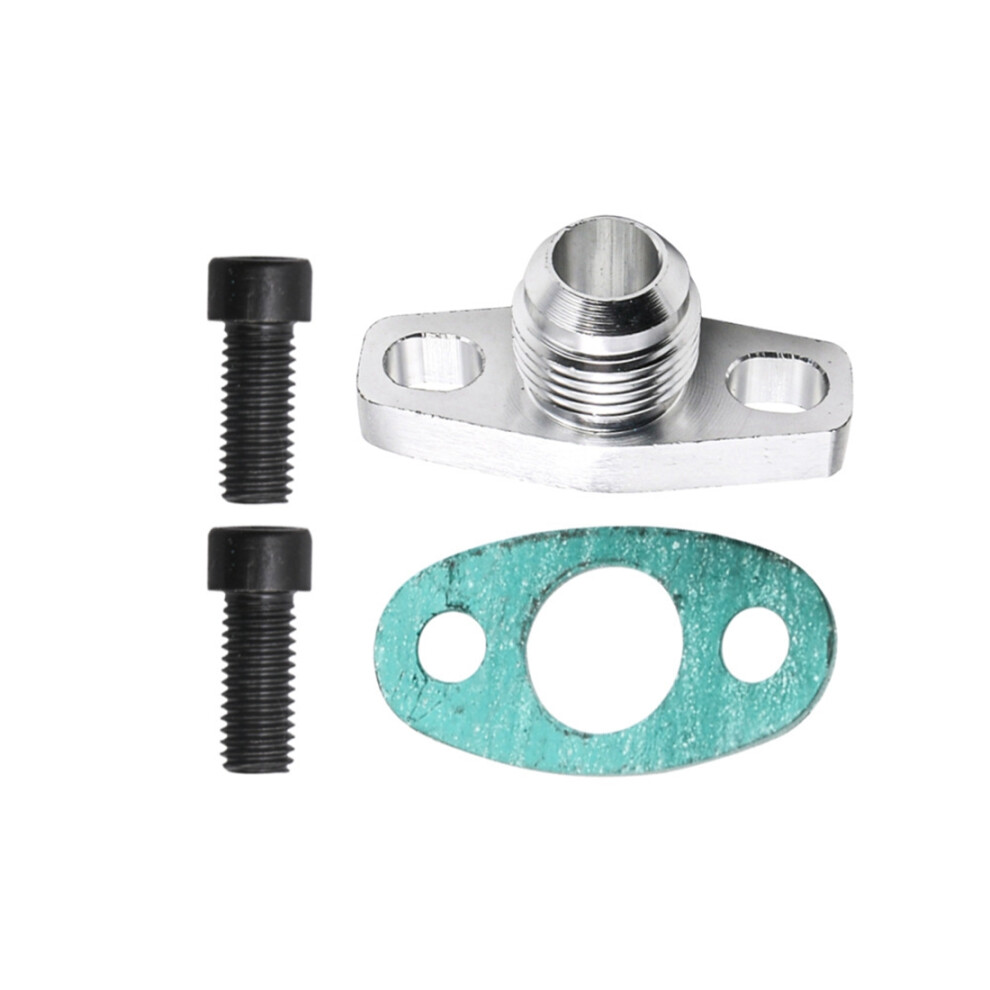 An10 Turbo Oil Return Drain Flange Adapter Kit For Garrett Gt28 Gt30 Gt35 T25 With M8x1.25mm Bolts Silver 6033932640376
