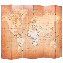 Paravent separador de ambiente divisória decorativa móvel dobrável 228 cm mapa do mundo